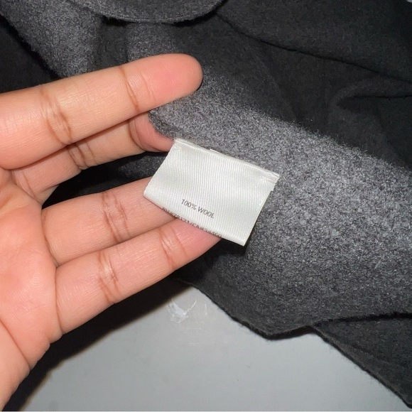 Eileen Fisher Wool Gray Clasp Front Wide Flap Cardigan - Picture 6 of 7